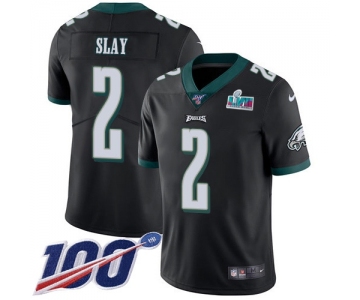 Men's Womens Youth Kids Philadelphia Eagles #2 Darius Slay Jr. Black Super Bowl LVII Patch Alternate 100th Season Vapor Limited Jersey