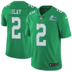 Men's Womens Youth Kids Philadelphia Eagles #2 Darius Slay Jr. Green Super Bowl LVII Patch Stitched Limited Rush Jersey