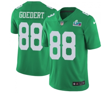 Men's Womens Youth Kids Philadelphia Eagles #88 Dallas Goedert Green Super Bowl LVII Patch Stitched Limited Rush Jersey