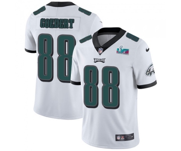 Men's Womens Youth Kids Philadelphia Eagles #88 Dallas Goedert White Super Bowl LVII Patch Stitched Vapor Untouchable Limited Jersey