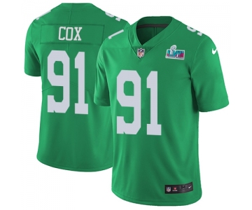 Men's Womens Youth Kids Philadelphia Eagles #91 Fletcher Cox Green Super Bowl LVII Patch Stitched Limited Rush Jersey