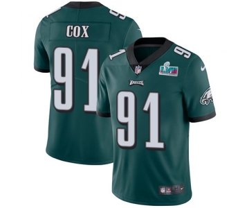 Men's Womens Youth Kids Philadelphia Eagles #91 Fletcher Cox Green Team Color Super Bowl LVII Patch Stitched Vapor Untouchable Limited Jersey