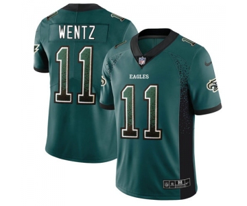 Nike Eagles #11 Carson Wentz Midnight Green Team Color Men's Stitched NFL Limited Rush Drift Fashion Jersey