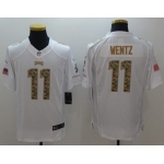 Nike Eagles #11 Carson Wentz White Men's Stitched NFL Limited Salute to Service Jersey