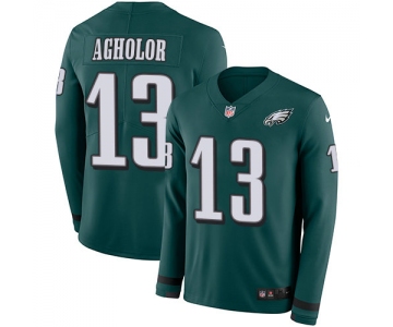 Nike Eagles 13 Nelson Agholor Midnight Green Team Color Men's Stitched NFL Limited Therma Long Sleeve Jersey
