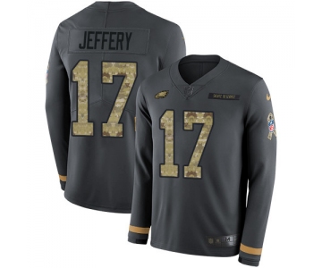 Nike Eagles #17 Alshon Jeffery Anthracite Salute to Service Men's Stitched NFL Limited Therma Long Sleeve Jersey