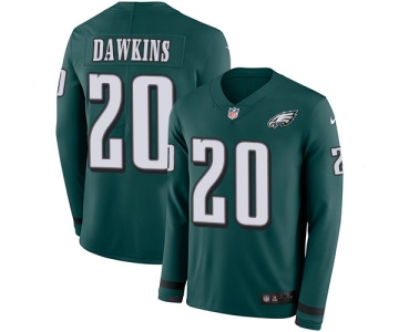Nike Eagles 20 Brian Dawkins Midnight Green Team Color Men's Stitched NFL Limited Therma Long Sleeve Jersey