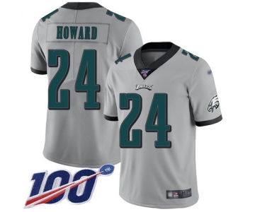 Nike Eagles #24 Jordan Howard Silver Men's Stitched NFL Limited Inverted Legend 100th Season Jersey