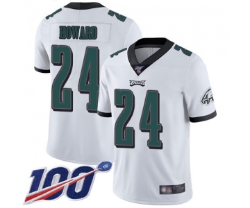 Nike Eagles #24 Jordan Howard White Men's Stitched NFL 100th Season Vapor Limited Jersey