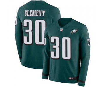 Nike Eagles 30 Corey Clement Midnight Green Team Color Men's Stitched NFL Limited Therma Long Sleeve Jersey