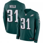 Nike Eagles 31 Jalen Mills Midnight Green Team Color Men's Stitched NFL Limited Therma Long Sleeve Jersey