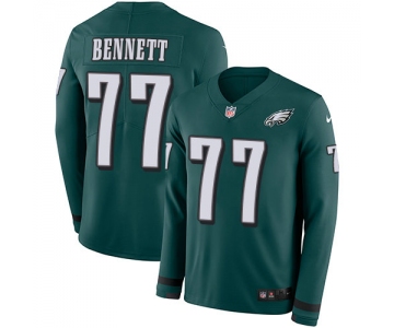 Nike Eagles 77 Michael Bennett Midnight Green Team Color Men's Stitched NFL Limited Therma Long Sleeve Jersey