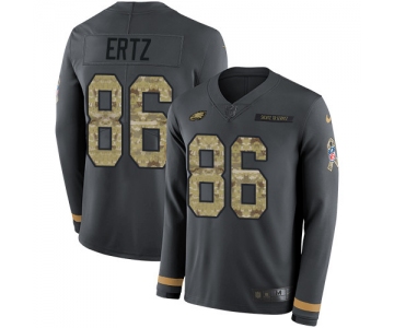 Nike Eagles #86 Zach Ertz Anthracite Salute to Service Men's Stitched NFL Limited Therma Long Sleeve Jersey