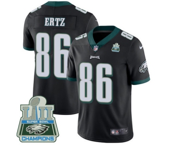 Nike Eagles #86 Zach Ertz Black Alternate Super Bowl LII Champions Men's Stitched NFL Vapor Untouchable Limited Jersey
