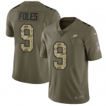 Nike Eagles #9 Nick Foles Olive Camo Men's Stitched NFL Limited 2017 Salute To Service Jersey