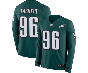 Nike Eagles 96 Derek Barnett Midnight Green Team Color Men's Stitched NFL Limited Therma Long Sleeve Jersey