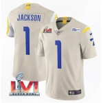 Men's Los Angeles Rams #1 DeSean Jackson 2022 Bone Super Bowl LVI Vapor Limited Stitched Jersey