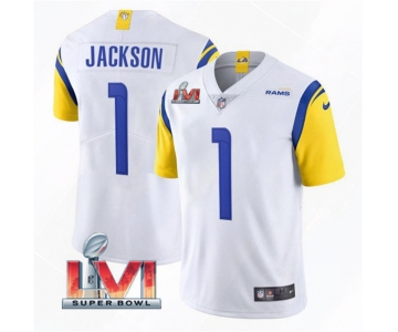 Men's Los Angeles Rams #1 DeSean Jackson 2022 White Super Bowl LVI Vapor Limited Stitched Jersey