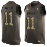 Men's Los Angeles Rams #11 Tavon Austin Green Salute to Service Hot Pressing Player Name & Number Nike NFL Tank Top Jersey