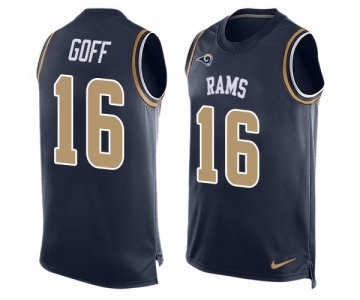 Men's Los Angeles Rams #16 Jared Goff Navy Blue Hot Pressing Player Name & Number Nike NFL Tank Top Jersey