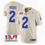 Men's Los Angeles Rams #2 Robert Woods 2022 Bone Super Bowl LVI Vapor Limited Stitched Jersey