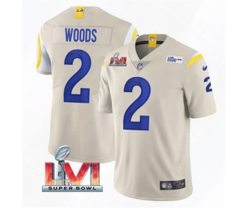 Men's Los Angeles Rams #2 Robert Woods 2022 Bone Super Bowl LVI Vapor Limited Stitched Jersey