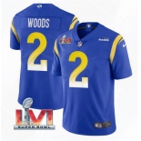 Men's Los Angeles Rams #2 Robert Woods 2022 Royal Super Bowl LVI Vapor Limited Stitched Jersey