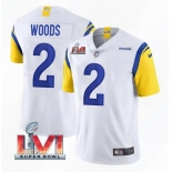 Men's Los Angeles Rams #2 Robert Woods 2022 White Super Bowl LVI Vapor Limited Stitched Jersey