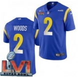 Men's Los Angeles Rams #2 Robert Woods Limited Blue 2022 Super Bowl LVI Bound Vapor Jersey