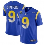 Men's Los Angeles Rams 2022 #9 Matthew Stafford Blue With 4-star C Patch Stitched NFL Jersey