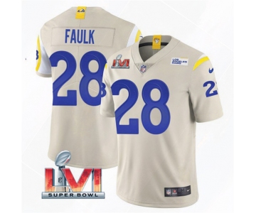 Men's Los Angeles Rams #28 Marshall Faulk 2022 Bone Super Bowl LVI Vapor Limited Stitched Jersey