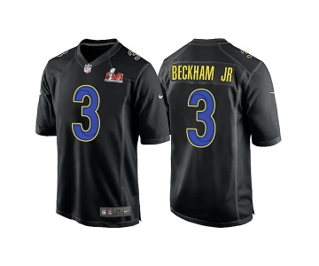 Men's Los Angeles Rams #3 Odell Beckham Jr. 2022 Black Super Bowl LVI Game Stitched Jersey