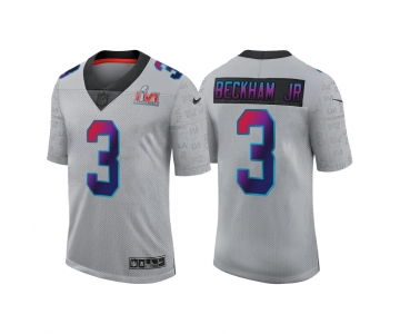 Men's Los Angeles Rams #3 Odell Beckham Jr. 2022 Grey Super Bowl LVI Limited Stitched Jersey