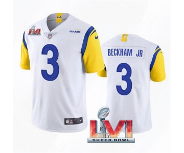 Men's Los Angeles Rams #3 Odell Beckham Jr. 2022 White Super Bowl LVI Vapor Limited Stitched Jersey