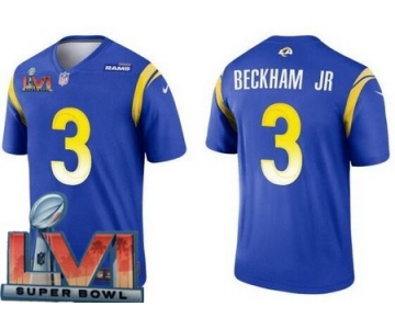 Men's Los Angeles Rams #3 Odell Beckham Jr Limited Blue 2022 Super Bowl LVI Bound Vapor Jersey