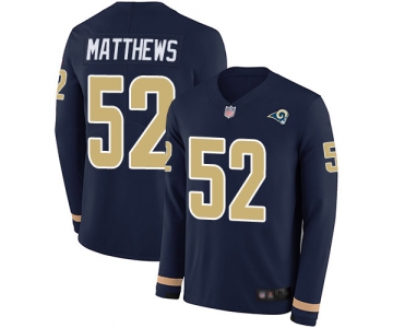 Men's Los Angeles Rams #52 Clay Matthews Navy Blue Team Color Men's Stitched Football Limited Therma Long Sleeve Jersey