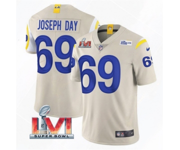 Men's Los Angeles Rams #69 Sebastian Joseph-Day 2022 Bone Super Bowl LVI Vapor Limited Stitched Jersey