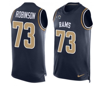 Men's Los Angeles Rams #73 Greg Robinson Navy Blue Hot Pressing Player Name & Number Nike NFL Tank Top Jersey