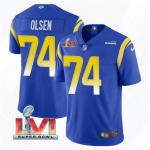 Men's Los Angeles Rams #74 Merlin Olsen 2022 Royal Super Bowl LVI Vapor Limited Stitched Jersey