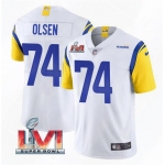 Men's Los Angeles Rams #74 Merlin Olsen 2022 White Super Bowl LVI Vapor Limited Stitched Jersey