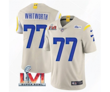 Men's Los Angeles Rams #77 Andrew Whitworth 2022 Bone Super Bowl LVI Vapor Limited Stitched Jersey