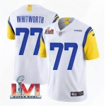 Men's Los Angeles Rams #77 Andrew Whitworth 2022 White Super Bowl LVI Vapor Limited Stitched Jersey