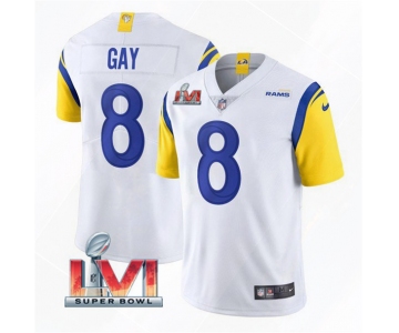 Men's Los Angeles Rams #8 Matt Gay 2022 White Super Bowl LVI Vapor Limited Stitched Jersey