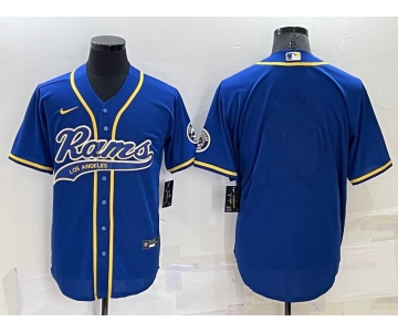 Men's Los Angeles Rams Blank Blue Stitched MLB Cool Base Nike Baseball Jersey