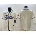 Men's Los Angeles Rams Blank Cream Stitched MLB Cool Base Nike Baseball Jersey