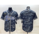 Men's Los Angeles Rams Blank Grey Navy With Patch Cool Base Stitched Baseball Jersey