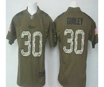 Men's St. Louis Rams #30 Todd Gurley Green Salute to Service 2015 NFL Nike Limited Jersey