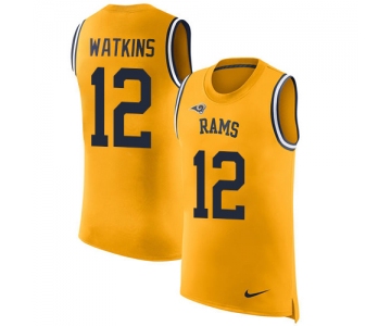 Nike Los Angeles Rams #12 Sammy Watkins Gold Men's Stitched NFL Limited Rush Tank Top Jersey
