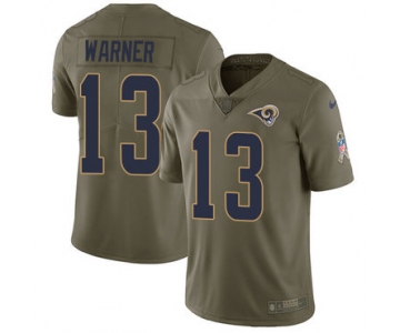 Nike Los Angeles Rams #13 Kurt Warner Olive Men's Stitched NFL Limited 2017 Salute to Service Jersey