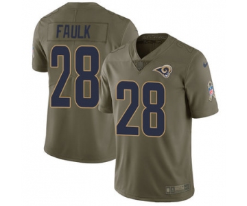 Nike Los Angeles Rams #28 Marshall Faulk Olive Men's Stitched NFL Limited 2017 Salute to Service Jersey